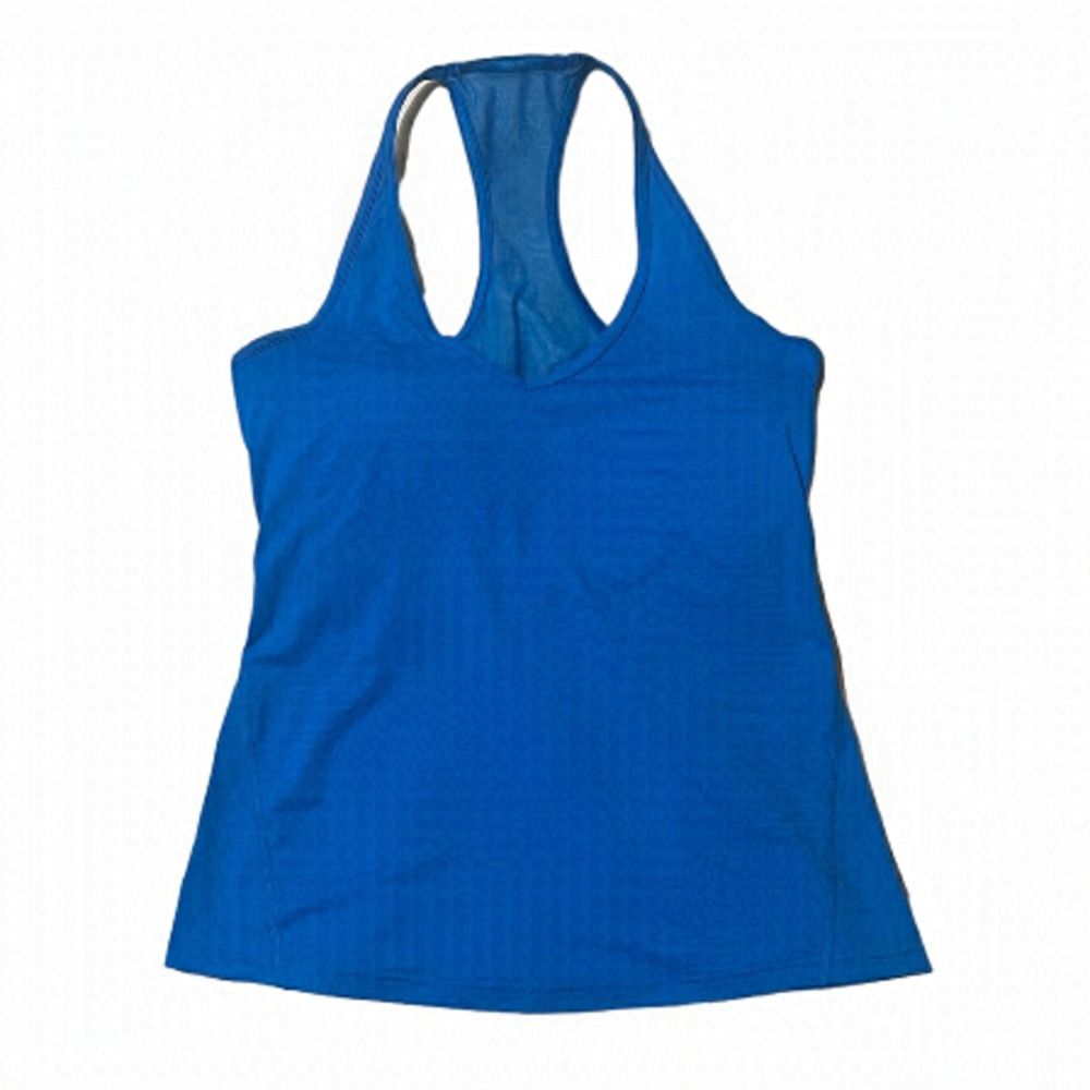 Lululemon Blue Lightweight V Neck Mesh Back Racerback Tank Top Size 4